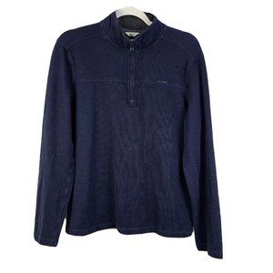 Calvin Klein Sweater Men's Medium Long Sleeve 1/4 Zip Ribbed Shirt Navy Blue
